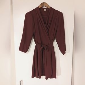 Wilfred Franca Wrap Dress in Burgundy Crepe, size 6